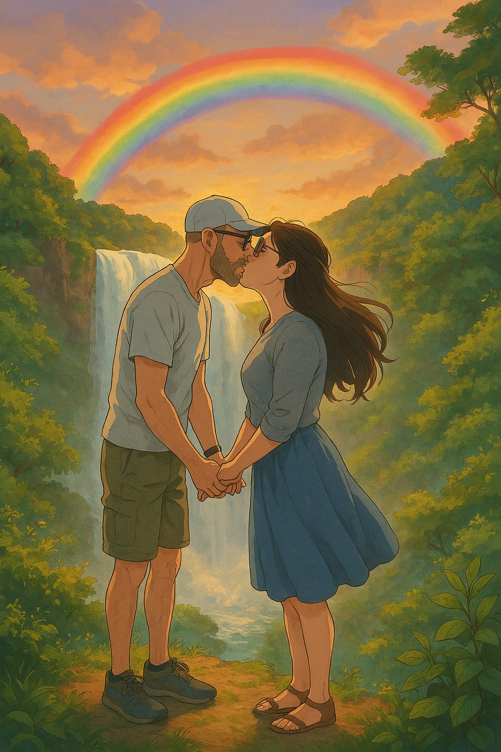 Anime-inspired portrait of Brian and Lauren together